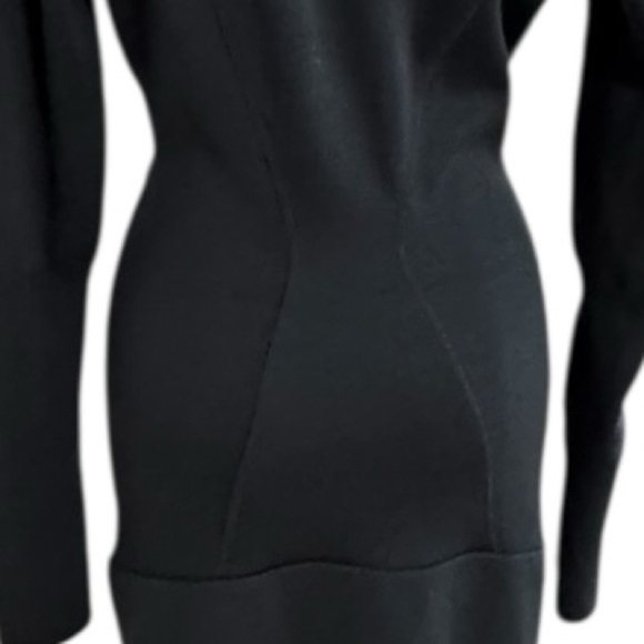 Azzedine Alaïa Gray Mini Dress Vintage 1980’s Wool Blend Luxury Size L Collar - Picture 8 of 12